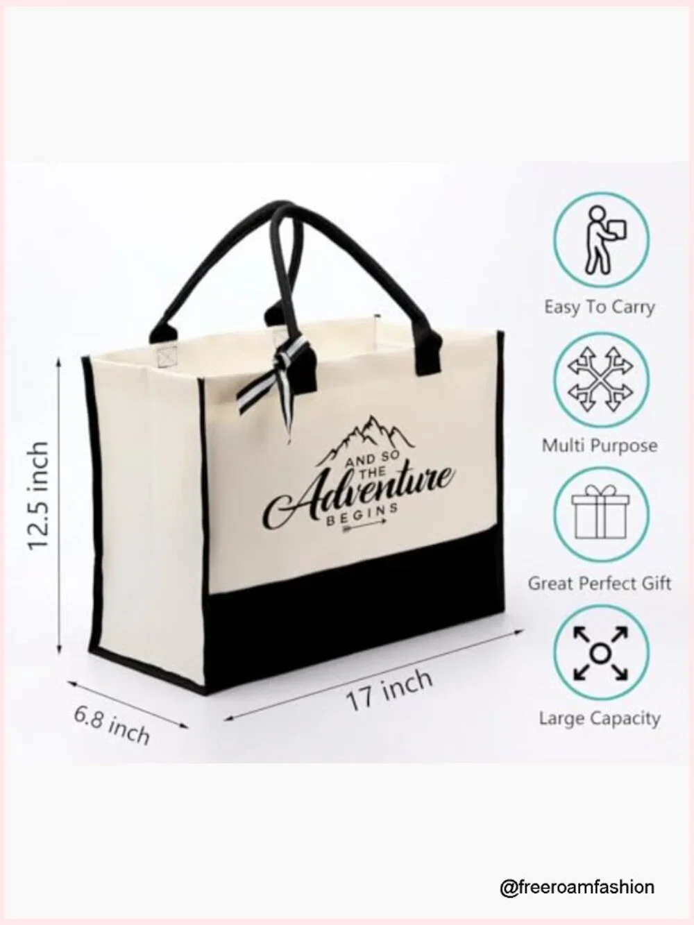 Cotton Canvas Tote Bag Inspirational Gift Reusable Grocery Shopping Bag Heavy
